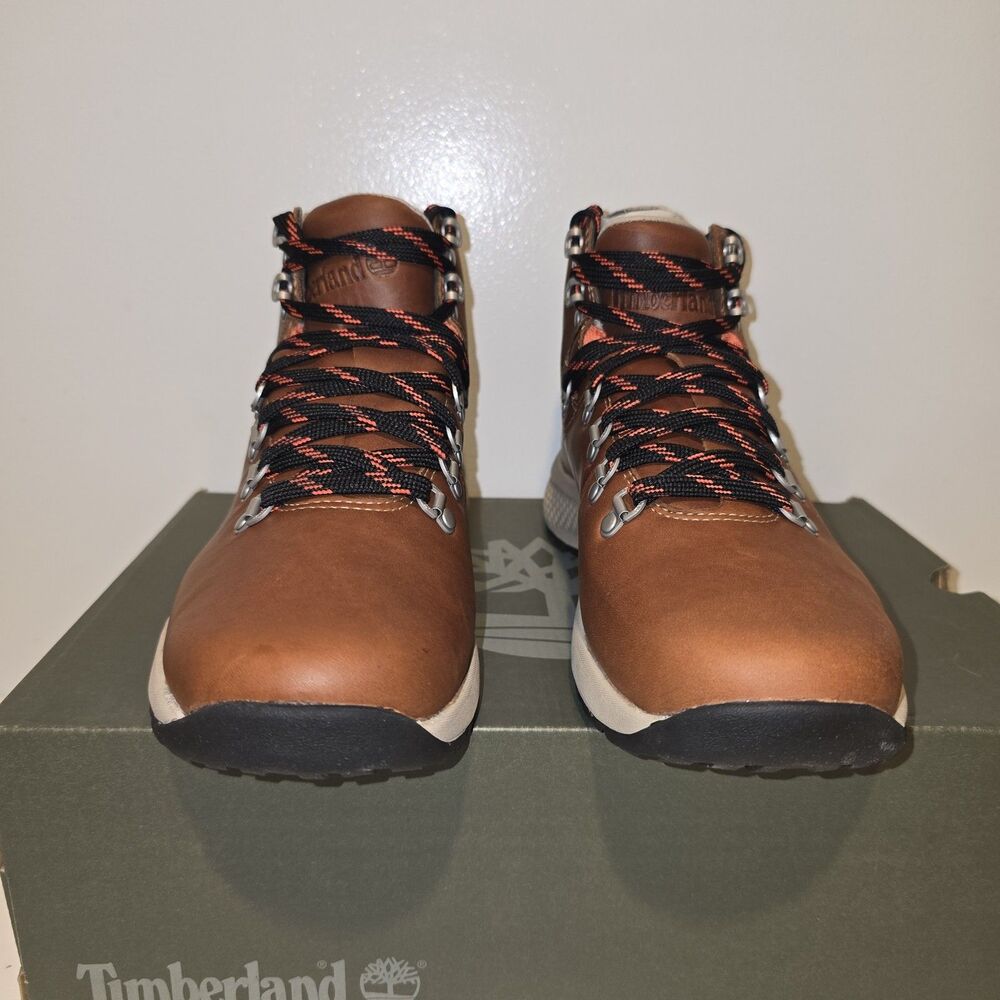 TIMBERLAND FLYROAM WATERPROOF MEDIUM BROWN LEATHER A1RMA MENS US SIZE: 7.5